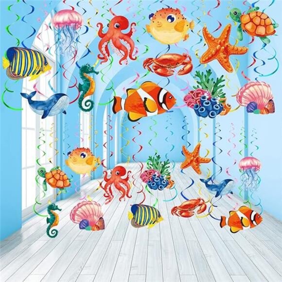 30 Pcs Tropical Fish Hanging Swirls Under the Sea Party Decorations - Picture 7 of 7